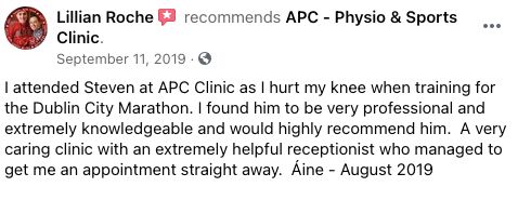 APC Physio & Sports Clinic review by Lillian