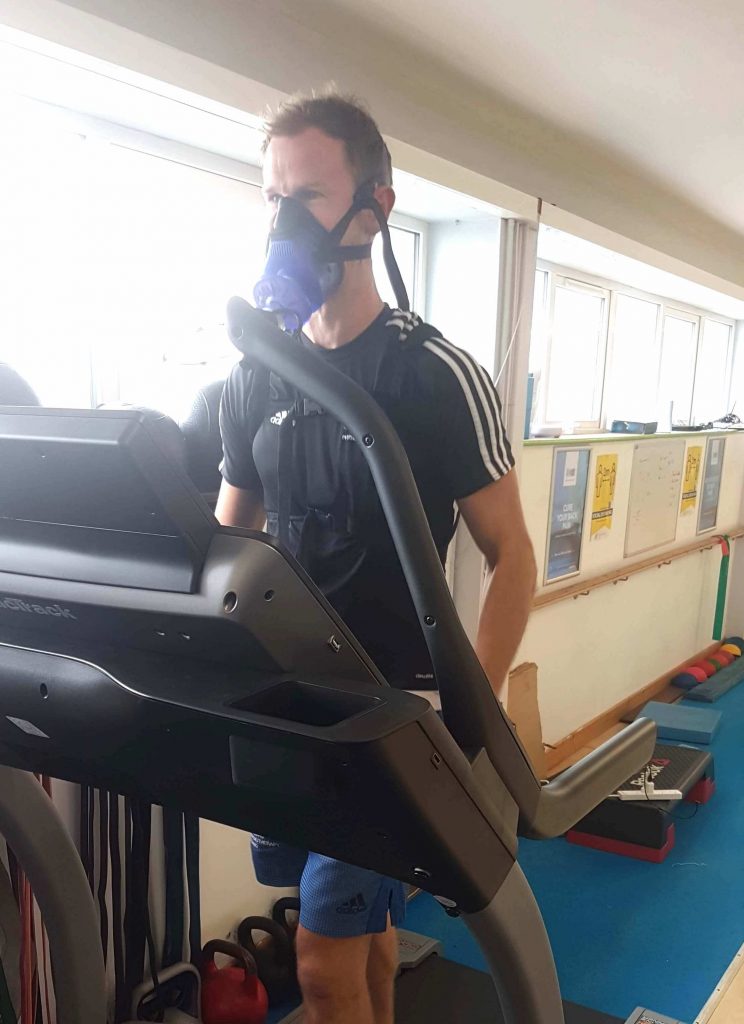 PNOE testing with Patrick Hanley on a treadmill