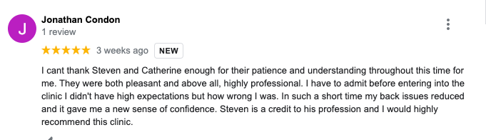 positive google review by Jonathan